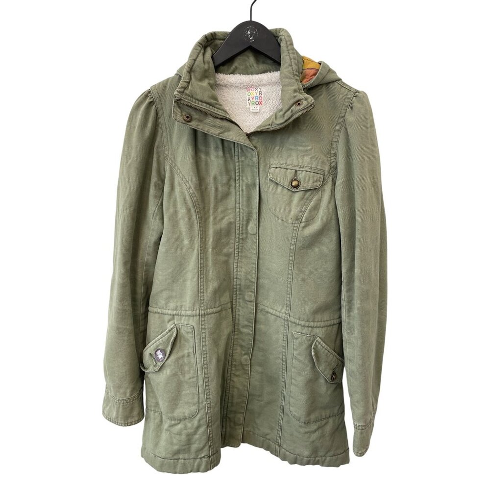 Roxy Hooded Utility Jacket Size Large Sherpa Line… - image 1